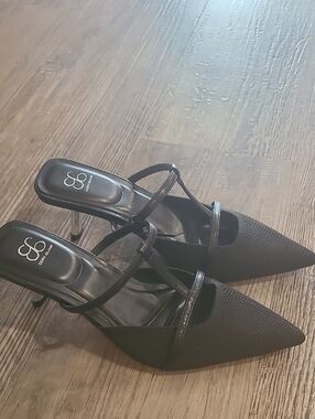 Cosy Island Bridal Black Pointed Toe Strappy Stiletto Heels Size 6